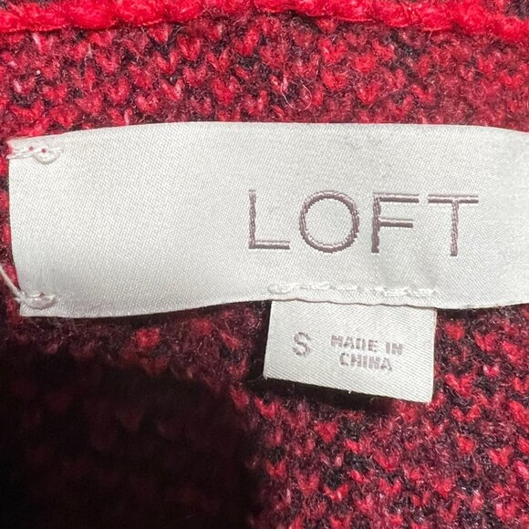 Women's Loft Buffalo Check Sweater Black/Red Size Small - Picture 3 of 6